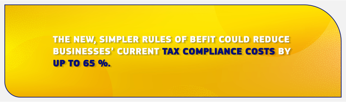 The new, simpler rules of BEFIT could reduce businesses' current tax compliance costs by up to 65%.