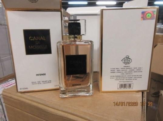 Picture shows bottles of perfume seized
